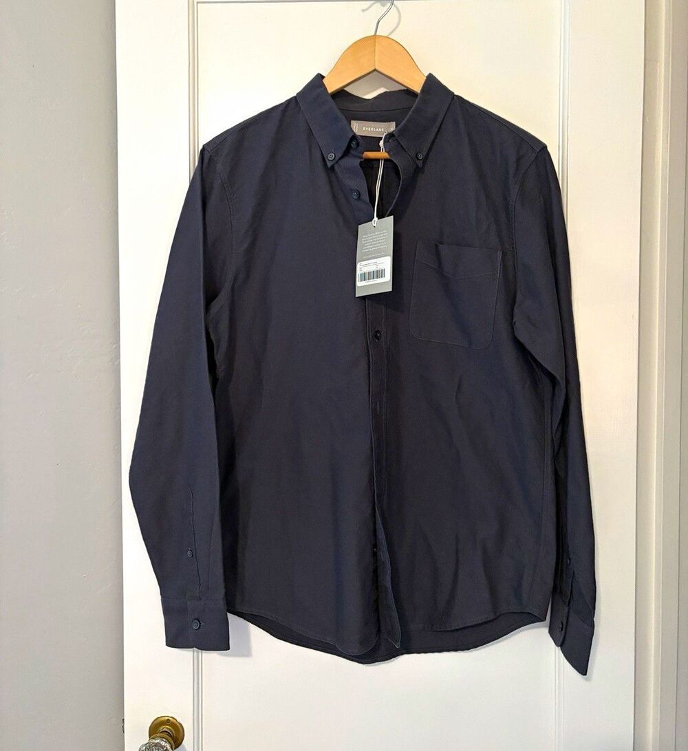 NWT Everlane Japanese Slim Fit Oxford Shirt Medium Slate Gray Cotton Preppy
